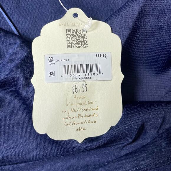 Altar’d State Navy Blue Satin Ruffled V-Neck Artesia Romper NWT Size S - Picture 9 of 10